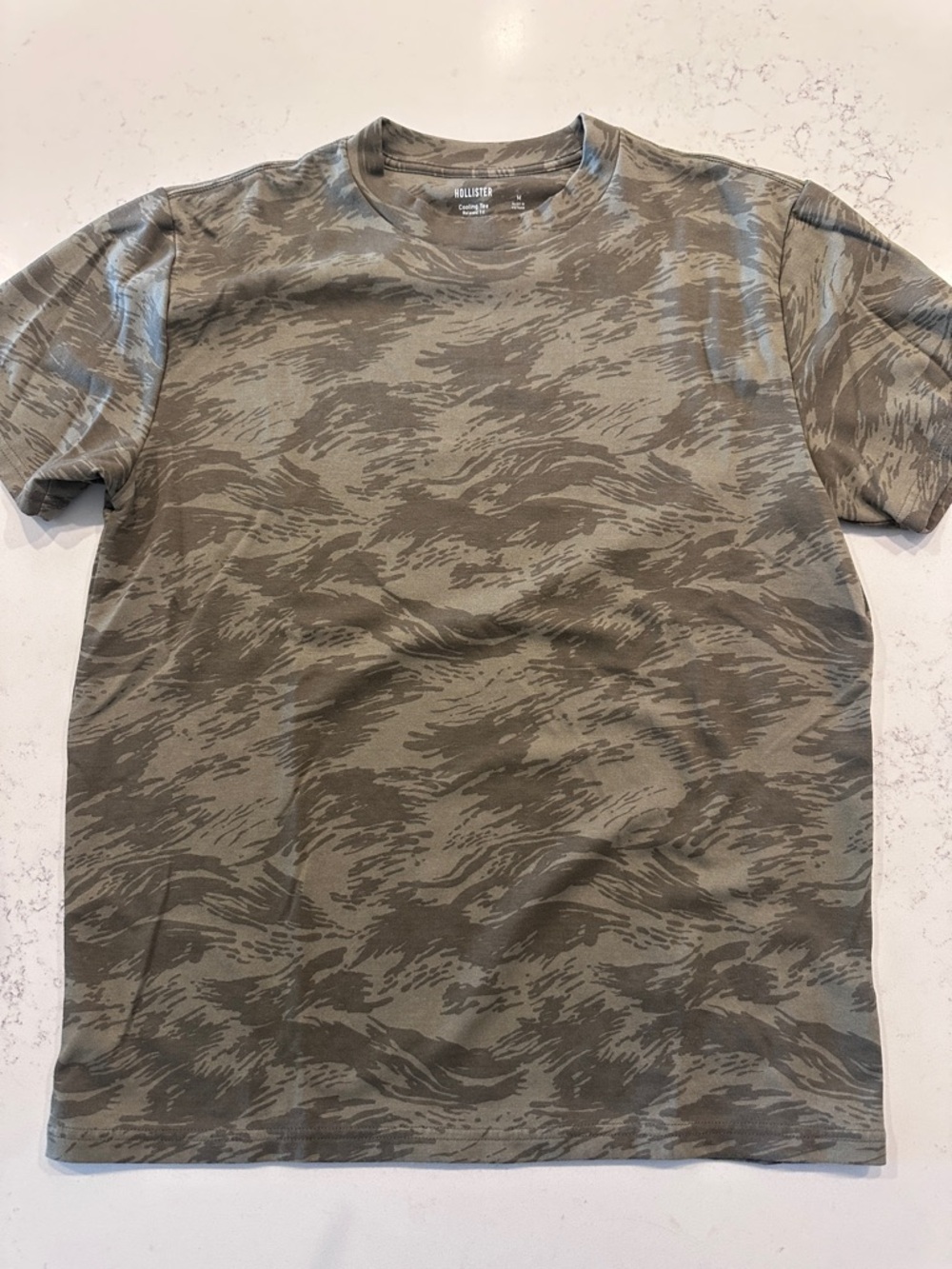 Hollister Olive Green Camo Crewneck Cooling Tee
